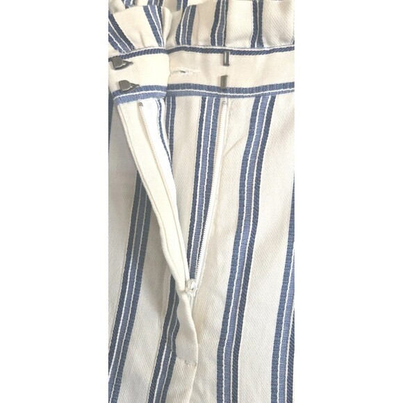 Express Paperbag Pants Womens 12 High Rise Ankle Blue Striped  Pleated NWT - Picture 4 of 9